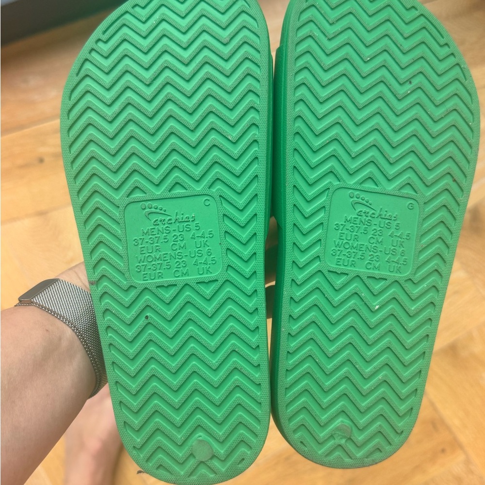 Archies Comfort Slide Sandals for Women - Bright Green - Picture 2 of 2